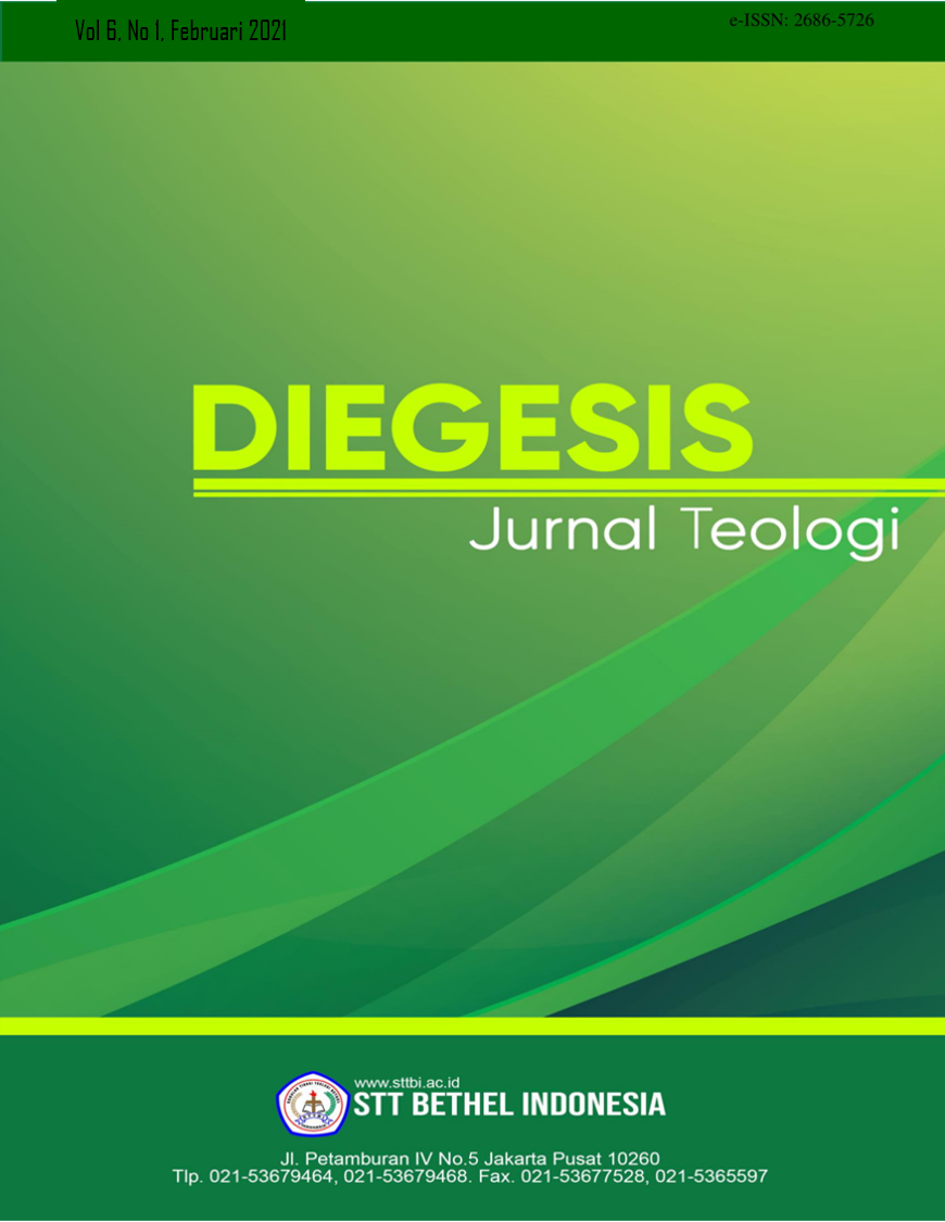 					View Vol. 6 No. 1 (2021): DIEGESIS: JURNAL TEOLOGI
				